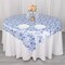 72" x 72" White Blue Floral Satin Square Table Overlay Party Events Decorations